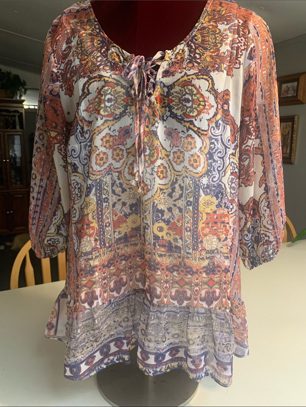 Style & Co. Paisley Print Tie-Neck Boho Blouse